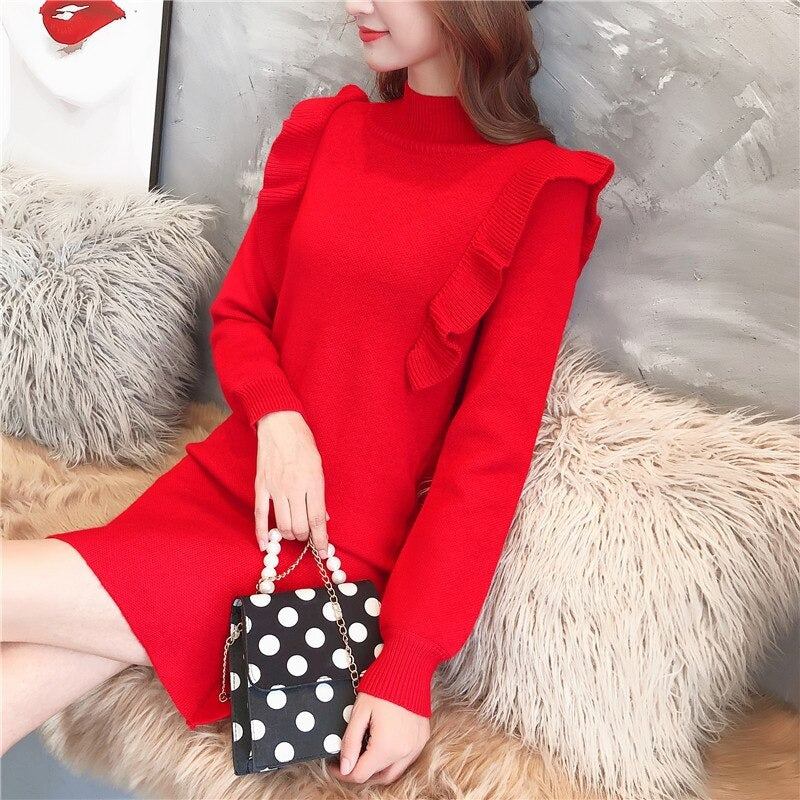 Vestido Feminino de Malha Babado Loren