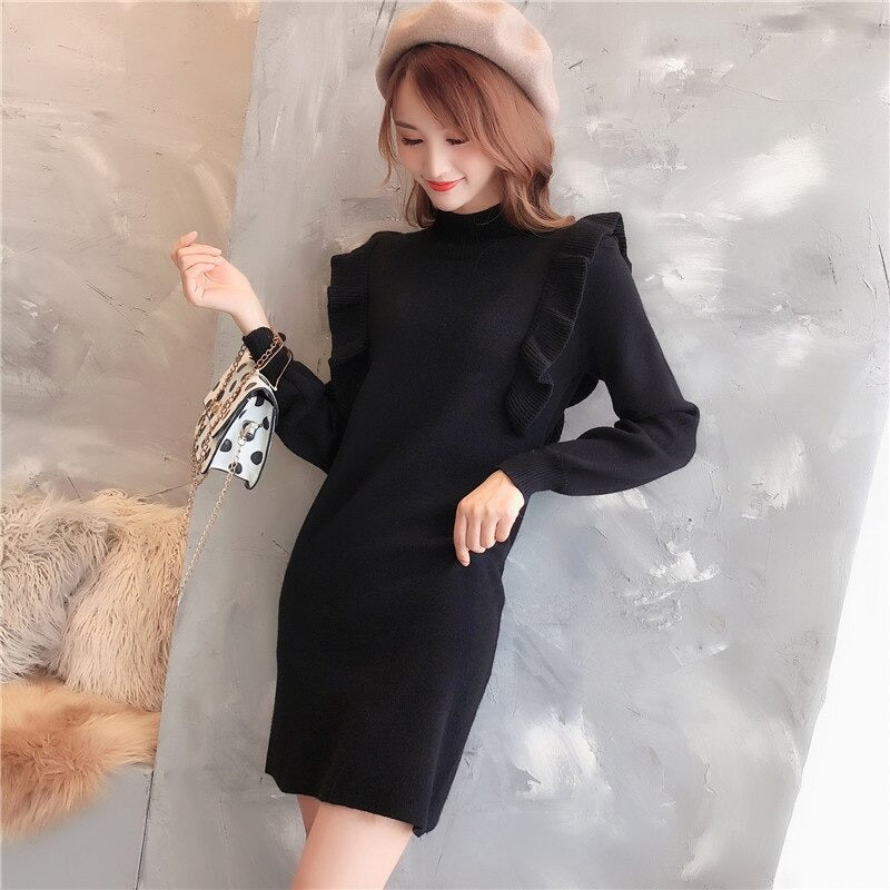 Vestido Feminino de Malha Babado Loren