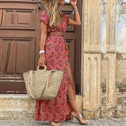 Vestido Longo Boêmio Com Cintura Franzida Emma - 4