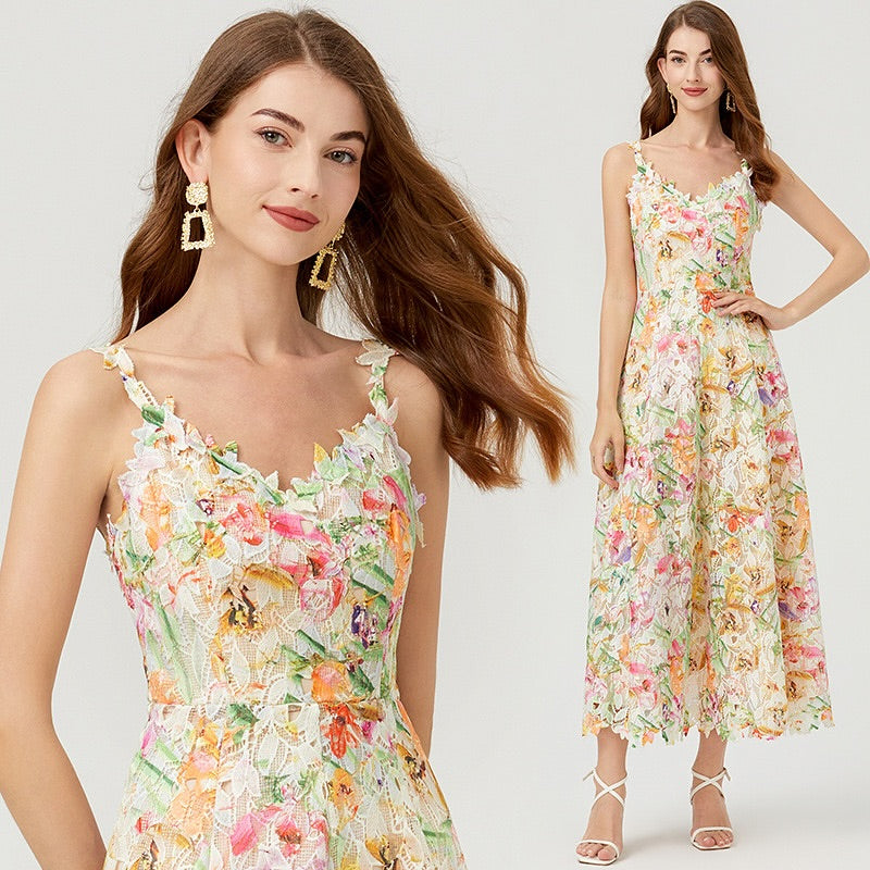 Vestido Feminino Floral Longo Bruna