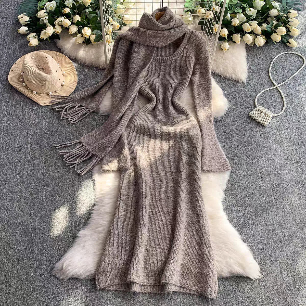 Vestido Feminino Longo de Lã Julie