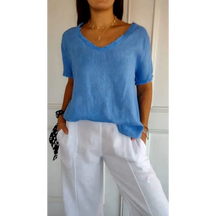 Top casual curto com decote em V