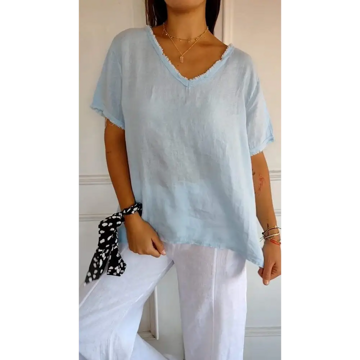 Top casual curto com decote em V