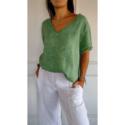 Top casual curto com decote em V