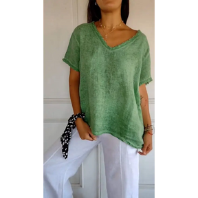 Top casual curto com decote em V