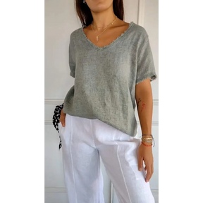 Top casual curto com decote em V