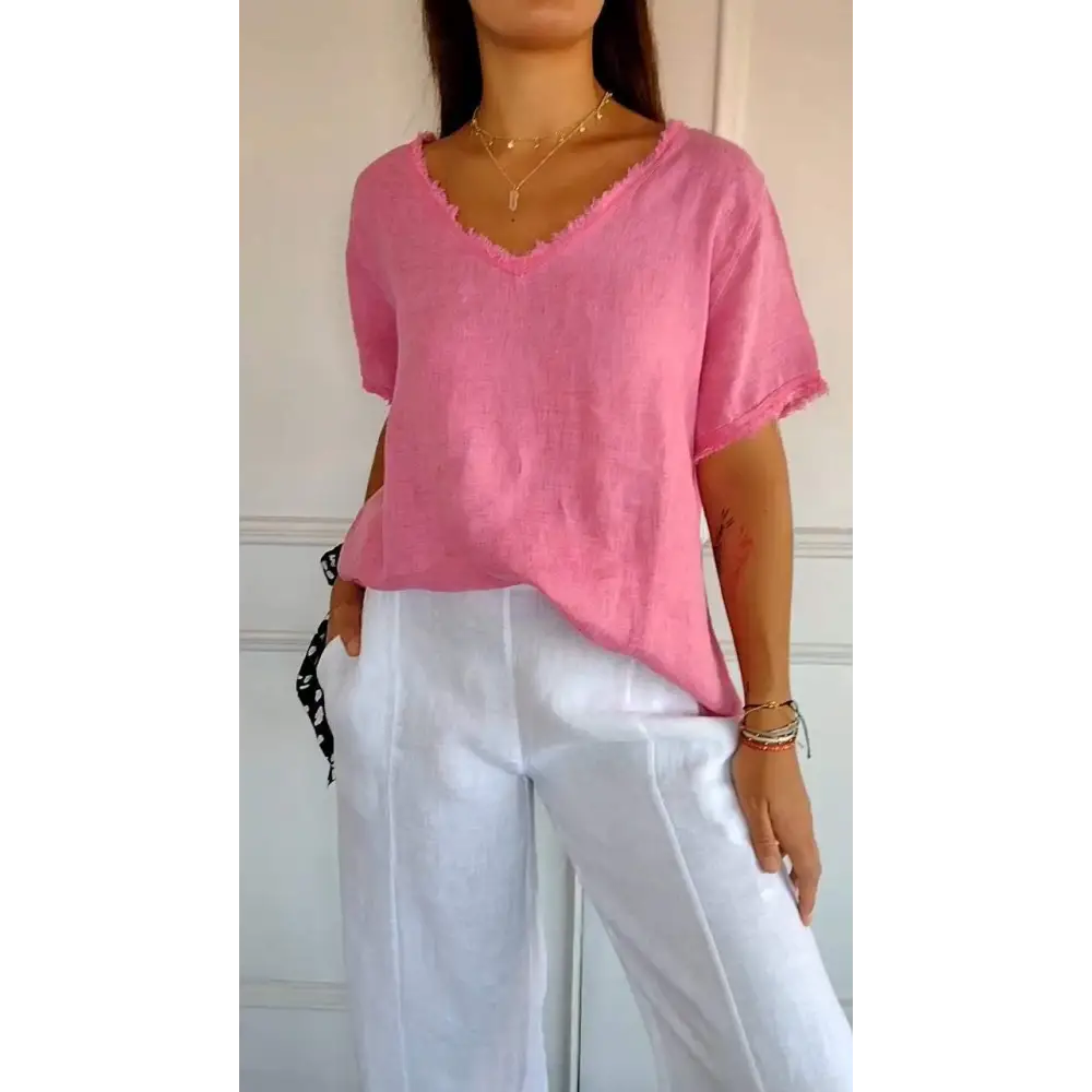 Top casual curto com decote em V