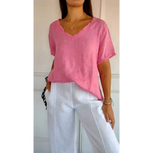 Top casual curto com decote em V