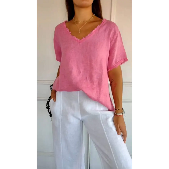 Top casual curto com decote em V