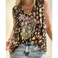 Top com design de lantejoulas e contas casual