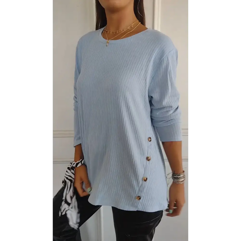 Top com Gola Redonda e Textura
