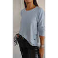 Top com Gola Redonda e Textura