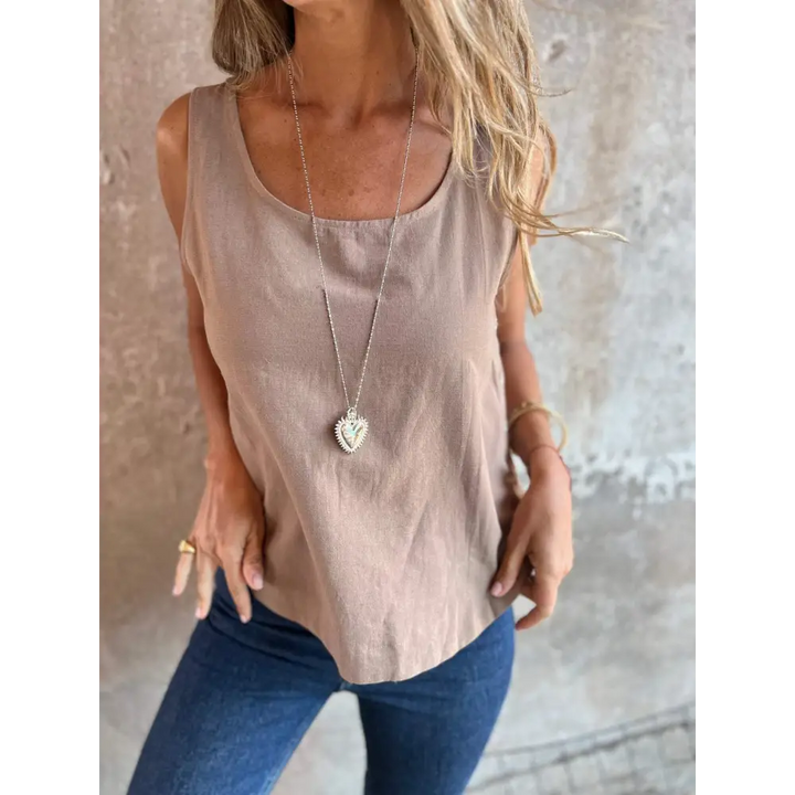 Top de Algodão e Linho com Botões Laterais