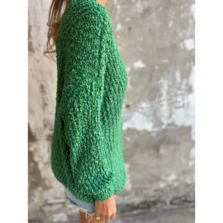 Top de Malha com Mangas Compridas e Decote em V