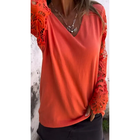 Top de Patchwork Vazado com Decote em V