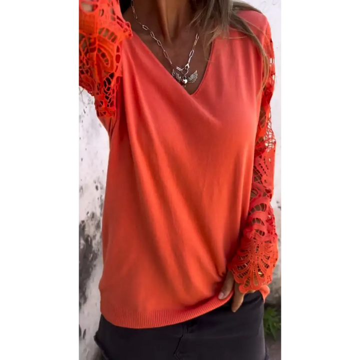 Top de Patchwork Vazado com Decote em V