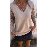 Top de Patchwork Vazado com Decote em V