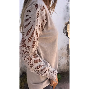 Top de Patchwork Vazado com Decote em V