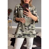 Top estampado com decote em V