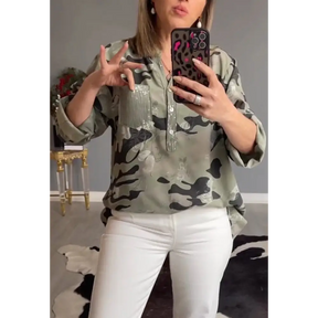 Top estampado com decote em V