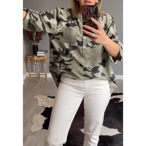 Top estampado com decote em V