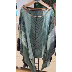 Top Feminino Colorido com Gola Redonda e Ombro à Mostra