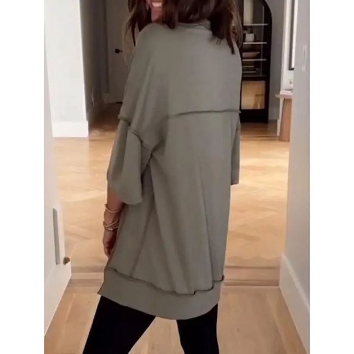 Top Feminino com Gola de Lapela e Meia Abotoação