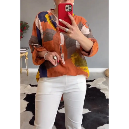 Top floral com decote em V