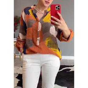 Top floral com decote em V