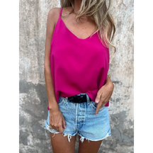 Top halter de cor sólida com decote em V