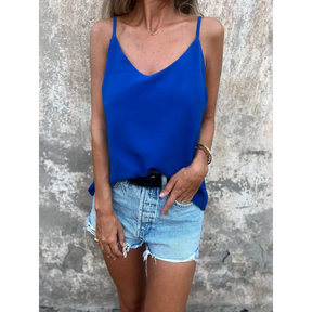 Top halter de cor sólida com decote em V