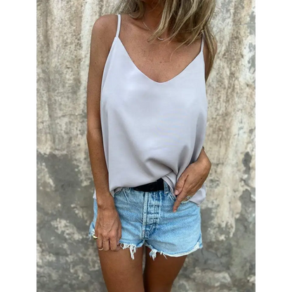 Top halter de cor sólida com decote em V