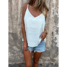 Top halter de cor sólida com decote em V