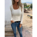 Top slim fit com gola redonda casual