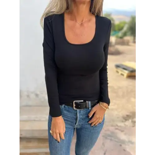 Top slim fit com gola redonda casual