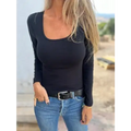 Top slim fit com gola redonda casual