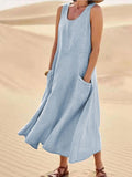 Vestido Feminino Regata Longo Linho