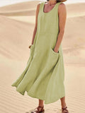 Vestido Feminino Regata Longo Linho