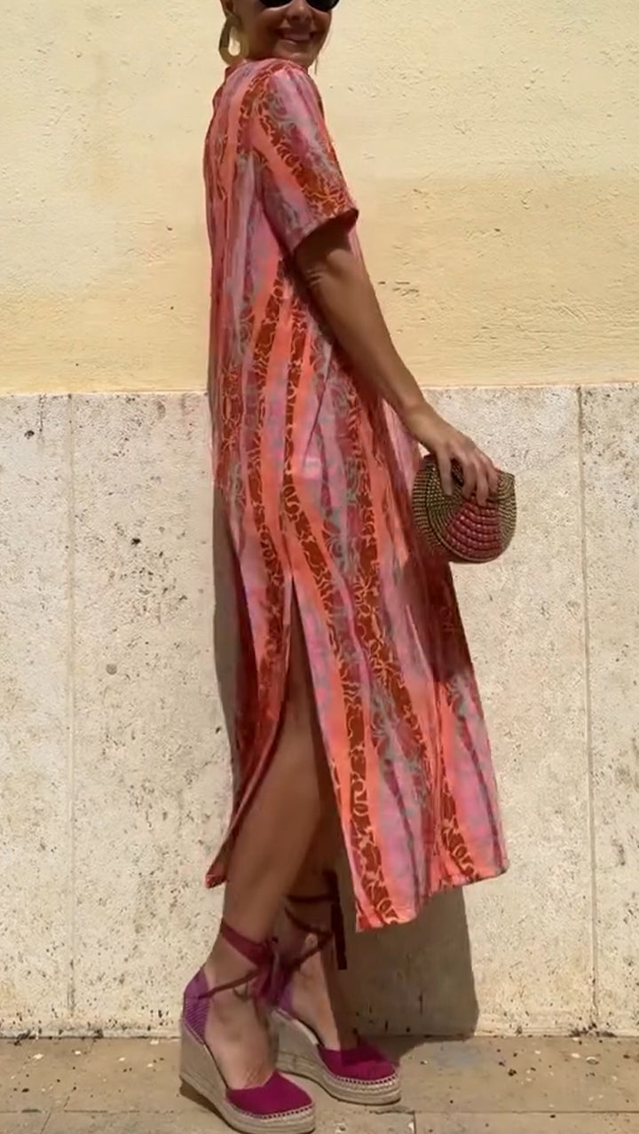 Vestido Feminino com Decote em V e Estampado - 3