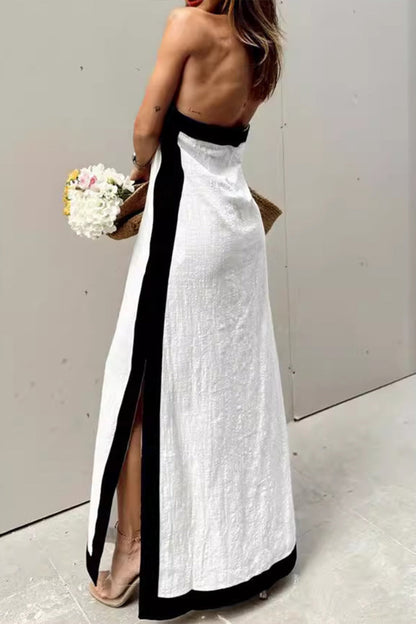 Vestido Feminino com Decote em V e Fenda - 3