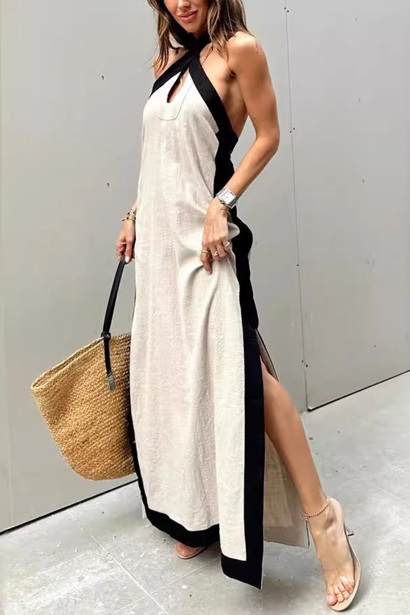 Vestido Feminino com Decote em V e Fenda - 6