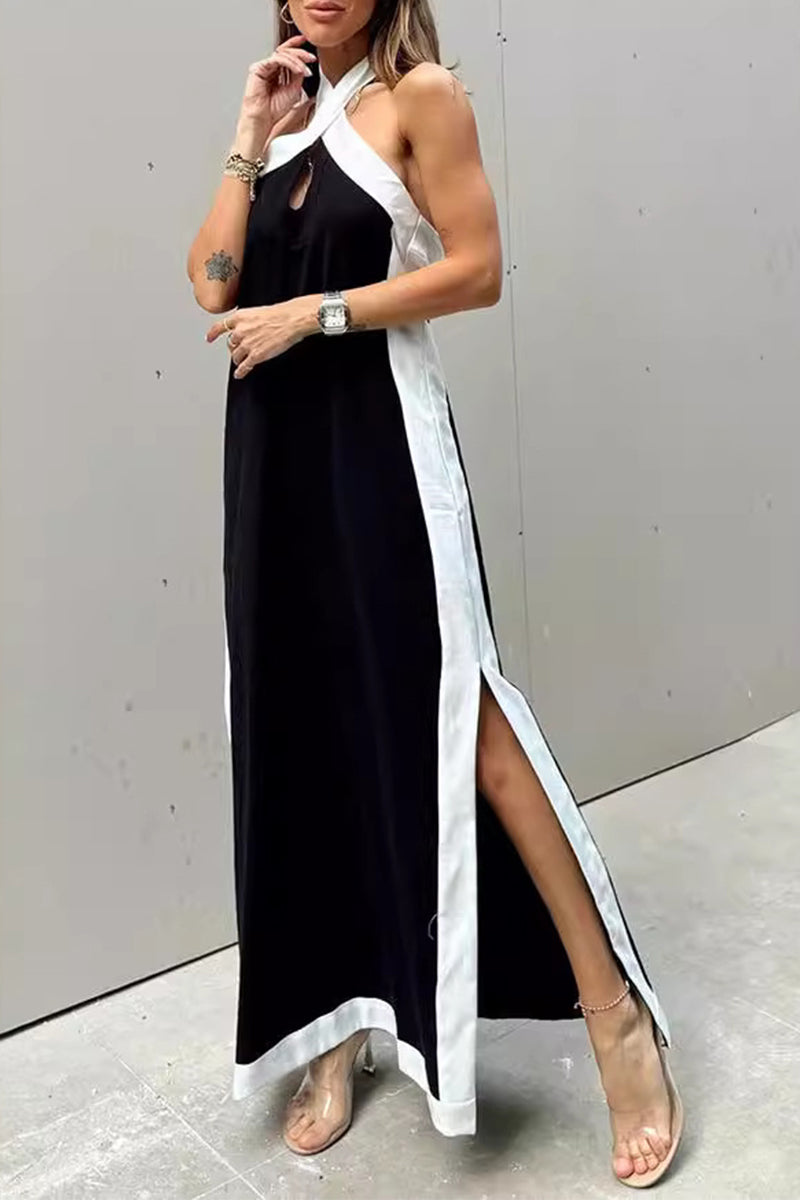 Vestido Feminino com Decote em V e Fenda - 5
