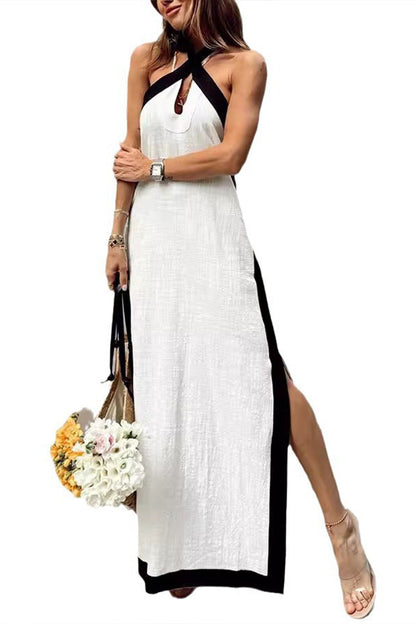Vestido Feminino com Decote em V e Fenda - 2