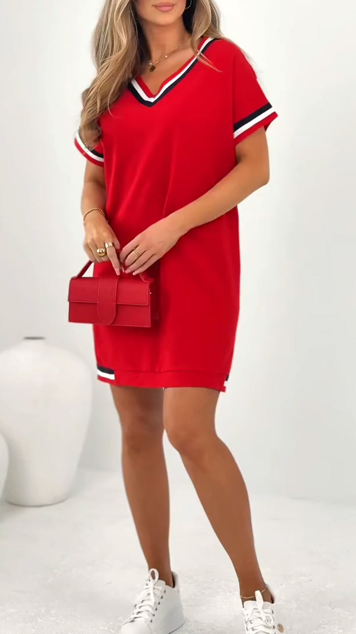 Vestido Feminino com Decote em V Manga Curta - 3