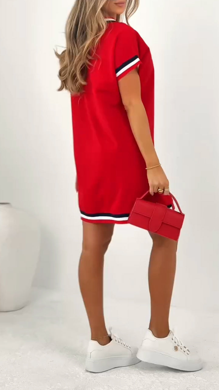 Vestido Feminino com Decote em V Manga Curta - 4