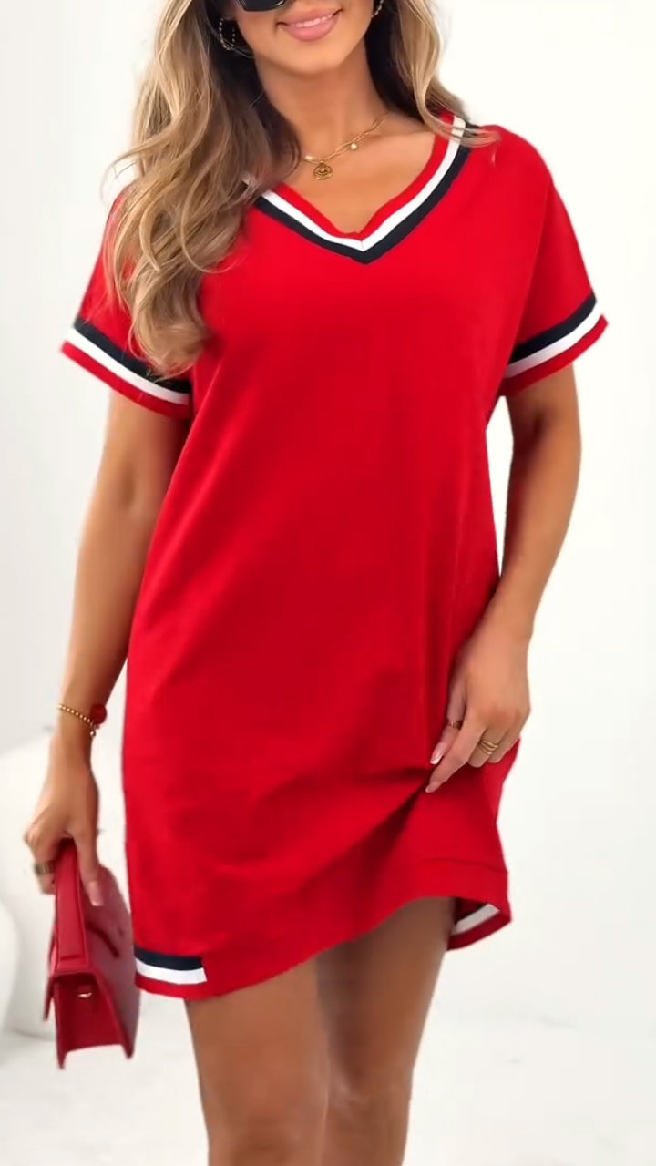 Vestido Feminino com Decote em V Manga Curta - 2