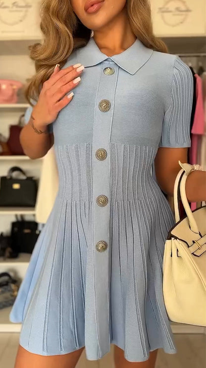 Vestido Feminino com Gola de Lapela e Fivela - 6