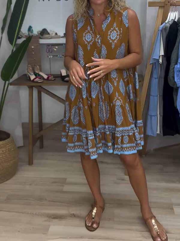 Vestido Feminino Estampado Mid com Decote em V - 2