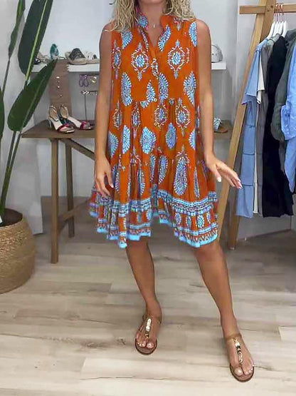 Vestido Feminino Estampado Mid com Decote em V - 8