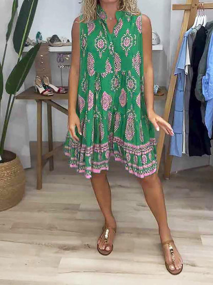 Vestido Feminino Estampado Mid com Decote em V - 9
